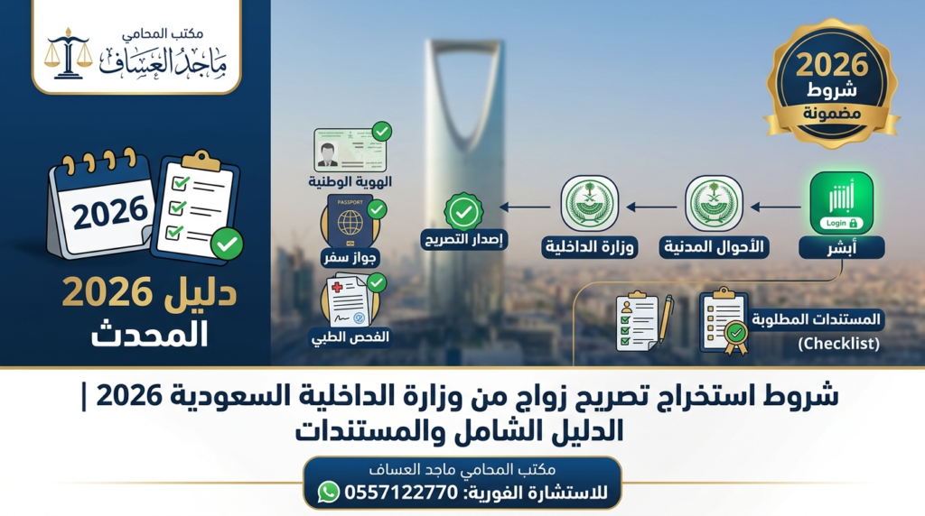شروط استخراج تصريح زواج من وزارة الداخلية السعودية 2026"
