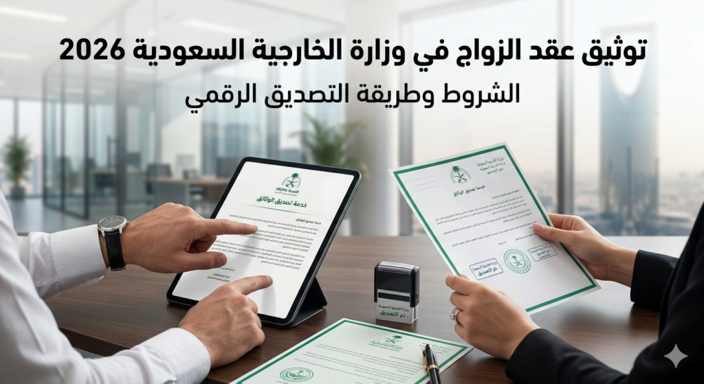 الدليل الكامل لتصديق وتوثيق عقد الزواج في وزارة الخارجية السعودية لعام 2026 - مكتب المحامي ماجد العساف.