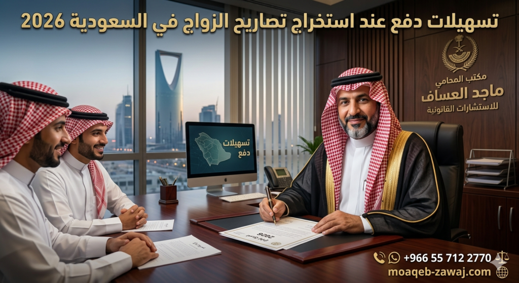 تسهيلات دفع عند استخراج تصاريح الزواج في السعودية 2026